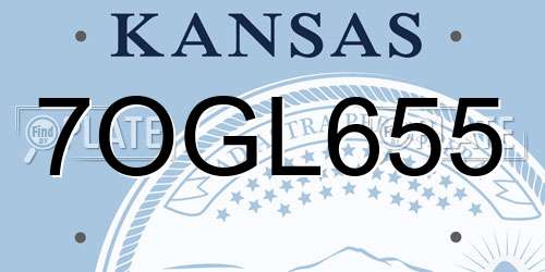 7OGL655 Kansas License Plate