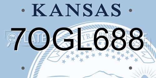 7OGL688 Kansas License Plate