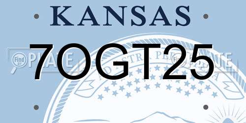7OGT25 Kansas License Plate
