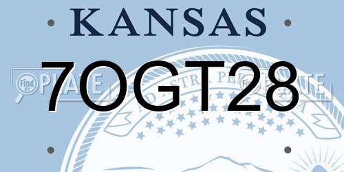 7OGT28 Kansas License Plate