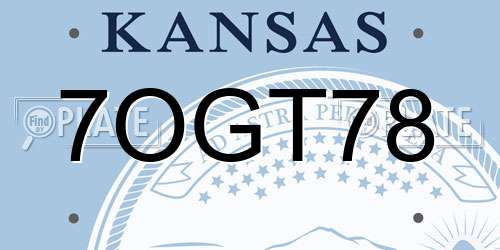 7OGT78 Kansas License Plate