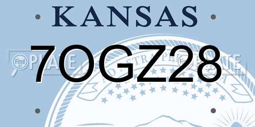 7OGZ28 Kansas License Plate