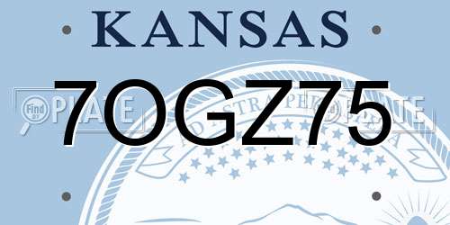 7OGZ75 Kansas License Plate