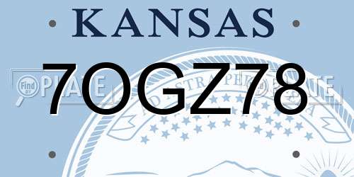 7OGZ78 Kansas License Plate