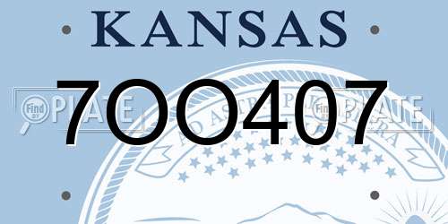 7OO407 Kansas License Plate