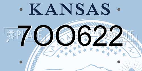 7OO622 Kansas License Plate