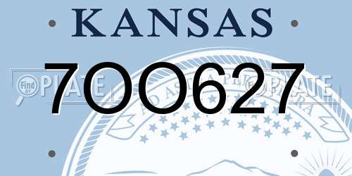 7OO627 Kansas License Plate