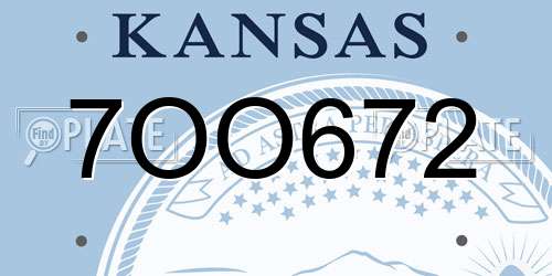 7OO672 Kansas License Plate