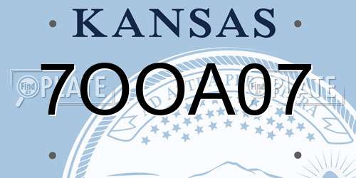 7OOA07 Kansas License Plate