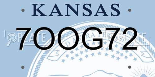 7OOG72 Kansas License Plate