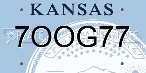7OOG77 Kansas License Plate