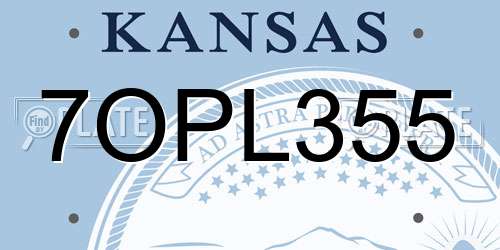 7OPL355 Kansas License Plate