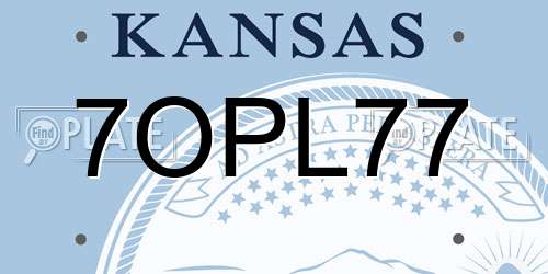 7OPL77 Kansas License Plate