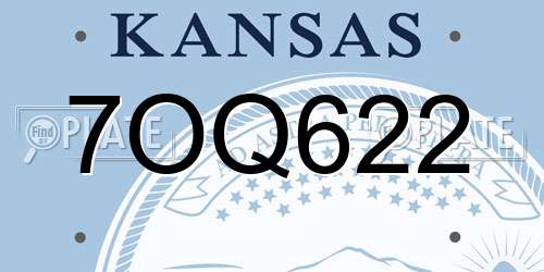 7OQ622 Kansas License Plate