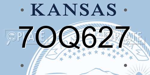 7OQ627 Kansas License Plate
