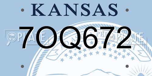 7OQ672 Kansas License Plate