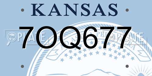 7OQ677 Kansas License Plate