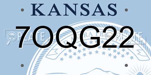 7OQG22 Kansas License Plate