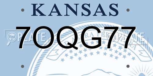 7OQG77 Kansas License Plate