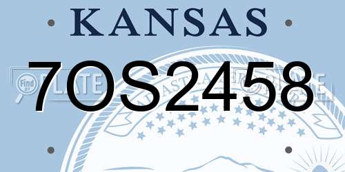 7OS2458 Kansas License Plate