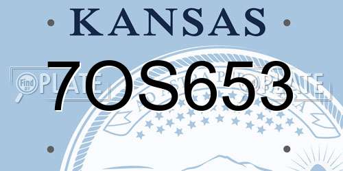 7OS653 Kansas License Plate