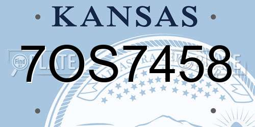 7OS7458 Kansas License Plate
