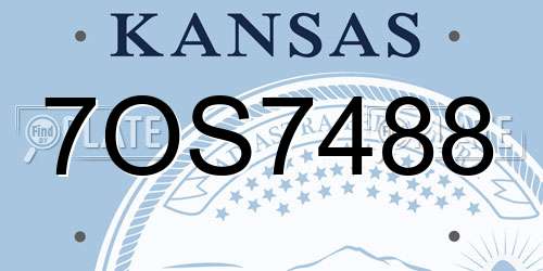 7OS7488 Kansas License Plate