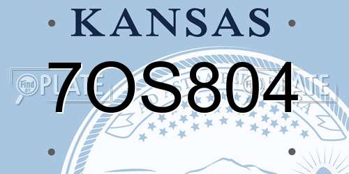 7OS804 Kansas License Plate