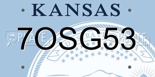 7OSG53 Kansas License Plate