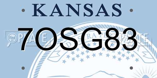 7OSG83 Kansas License Plate