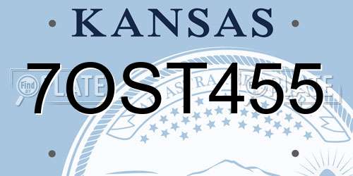 7OST455 Kansas License Plate