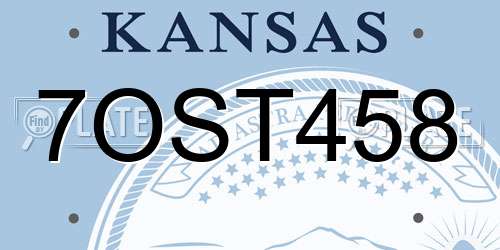 7OST458 Kansas License Plate