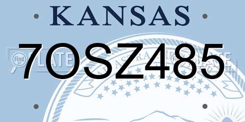 7OSZ485 Kansas License Plate