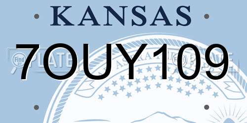 7OUY109 Kansas License Plate