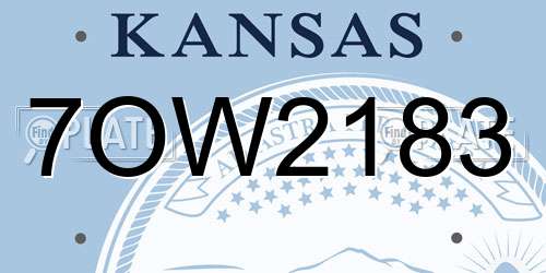 7OW2183 Kansas License Plate