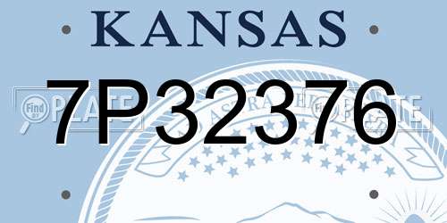 7P32376 Kansas License Plate