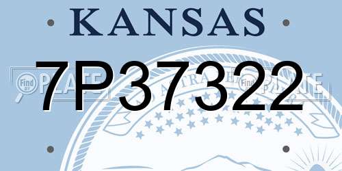 7P37322 Kansas License Plate