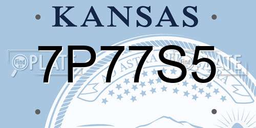 7P77S5 Kansas License Plate