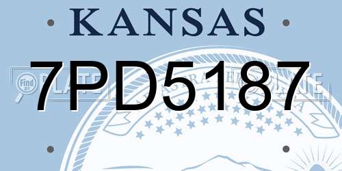 7PD5187 Kansas License Plate