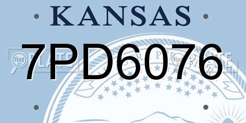 7PD6076 Kansas License Plate