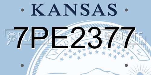 7PE2377 Kansas License Plate