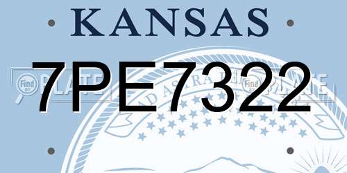 7PE7322 Kansas License Plate