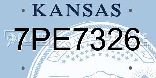 7PE7326 Kansas License Plate