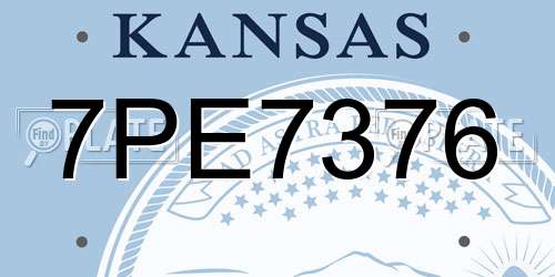 7PE7376 Kansas License Plate