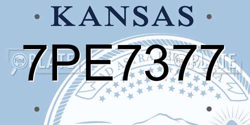 7PE7377 Kansas License Plate