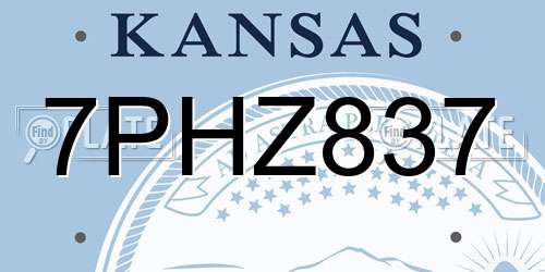 7PHZ837 Kansas License Plate