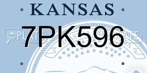 7PK596 Kansas License Plate