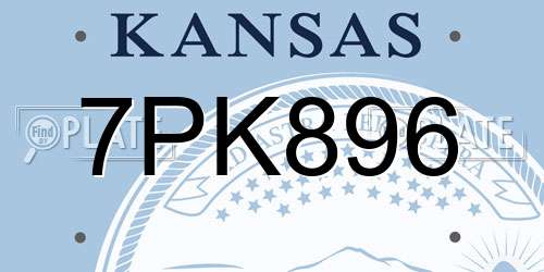7PK896 Kansas License Plate