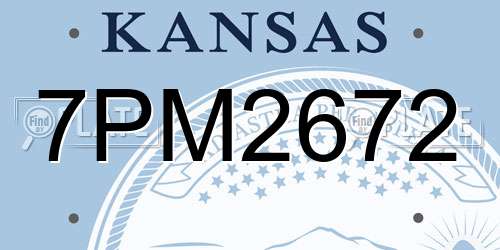 7PM2672 Kansas License Plate