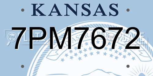 7PM7672 Kansas License Plate